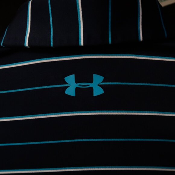 Under Armour ColdBlack Navy Striped Polo (S) OMG! ⛳️ - Picture 4 of 7